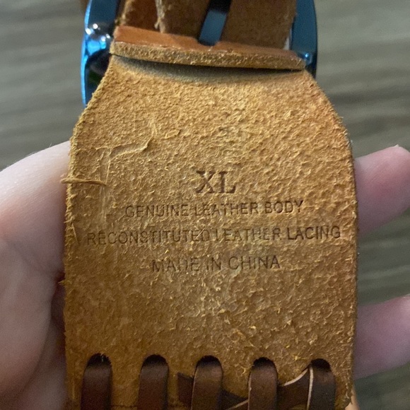 Vintage Womens Braided Brown Tan Leather Belt Small Silver Buckle Boho hippie - Picture 5 of 7